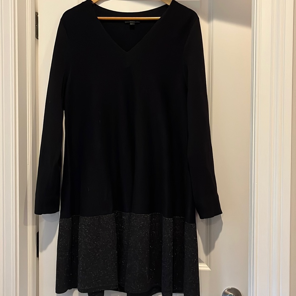 COS black V neck dress with shimmer bottom